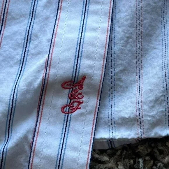 Vintage Abercrombie & Fitch Button Up Shirt Womens Large White Striped L/S Top - Picture 3 of 7